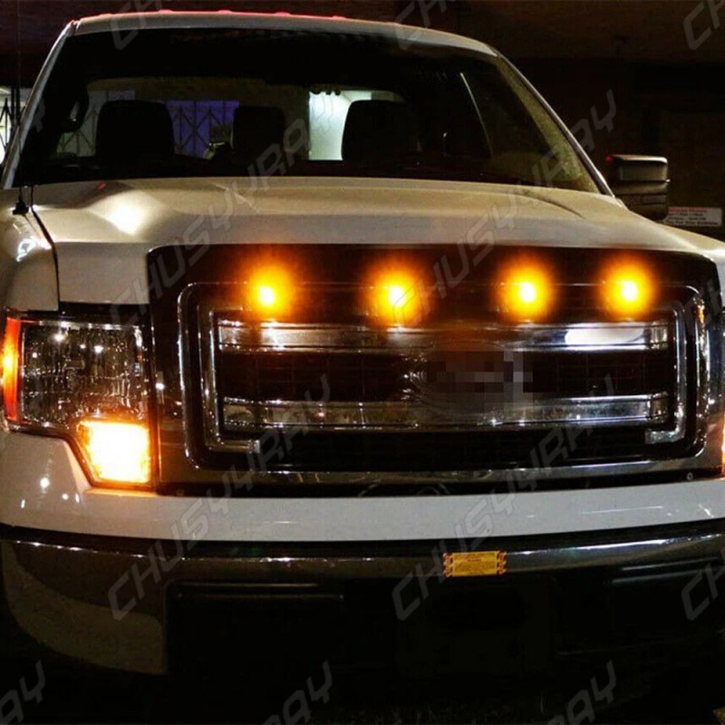 SYJIIP 4x Amber LED Grille Fog Lights Raptor Style For