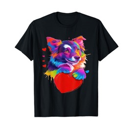 Border Collie Shirt - Colorful Border Collie Heart Graphic T-Shirt
