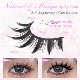 Manga Lashes Anime False Eyelashes 16MM Thick Fake Eyelashes Japanese Style Spiky Wispy Cosplay Lashes 7 Pairs Natural Look Doll Eye Lashes Pestañas Postizas by WTVANE