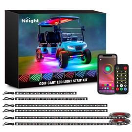 Nilight 6PCS Golf Cart Underbody Light Kit with Canopy Lights Dream Color Multi-Mode Neon Accent Lighting APP Remote Control Sound Active Music Sync IP67 Waterproof 12V-65V for EZGO Yamaha Club Car