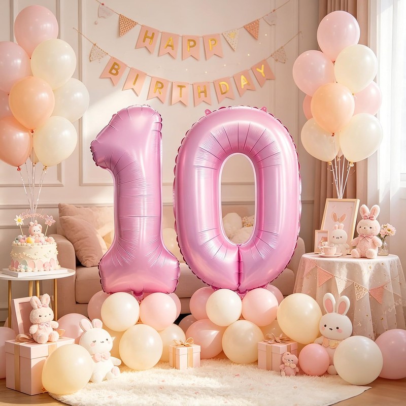 BlingABC 40 Inch Pastel Pink Number 10 Balloons 10th Birthday