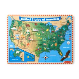 Melissa & Doug USA Map Sound Puzzle - Wooden Puzzle with Sound Effects (40 pcs)