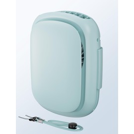 Mini Portable Waist Belt Clip Fan with 3 Speeds, Battery Operated Shirt Cooler, Personal Necklace Air Conditioner, Hands-free Design,Wearable, Rechargeable, Quiet, Include Lanyard (Blue)