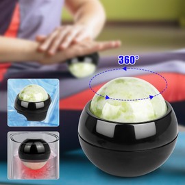 LazyGa Cold Roller Massage Ball - Jade Stone Massage Ball for Reliefs Muscle Pain, Manual Massage Ball for Heat and Ice Therapy Detachable Base