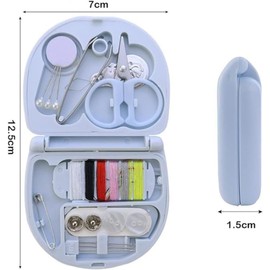 1 Set Mini Sewing Kit - Travel Sewing Kit - Portable Needle and Thread Kit - Compact Emergency Sewing Supplies Case with Accessories (Blue Box)