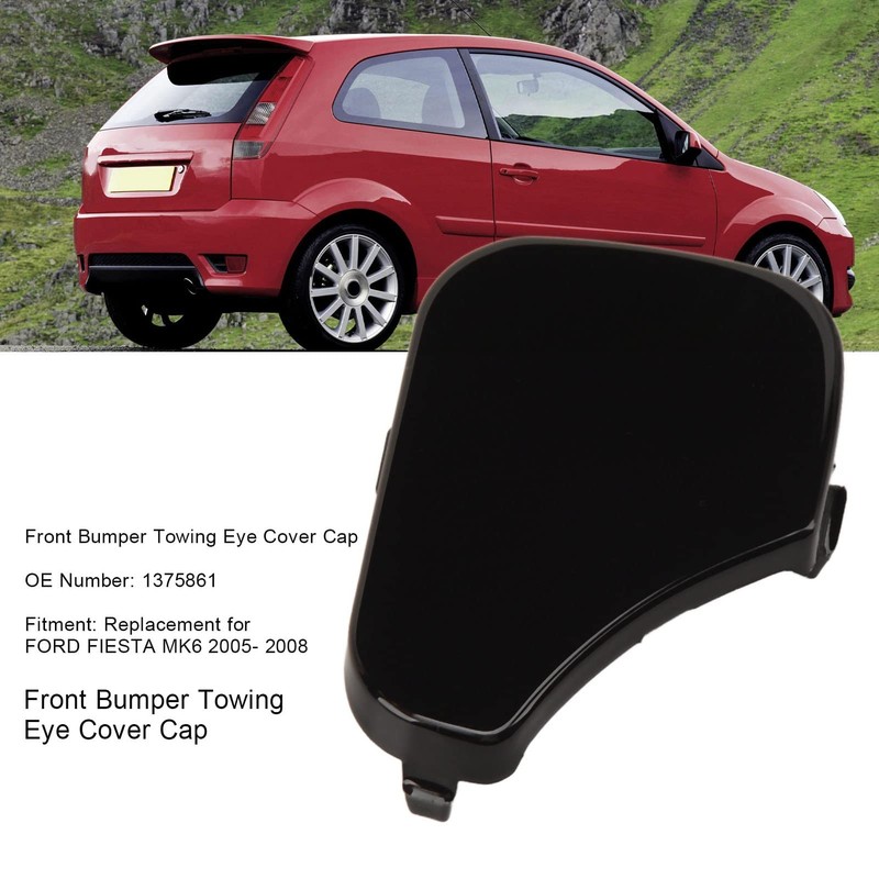 KIMISS 1375861 Front Bumper Tow Eye Cover Cap Black Tow