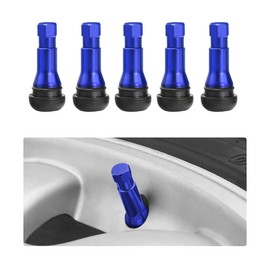 KVAEY 5 PCS TR413AC Tire Valve Stems, Chrome Rubber Tubeless Valve Stems Suit for 0.453 inch Rim Holes, Snap-in Metal Valve Stems for Standard Vehicle Tires, Car Accessories (Blue)