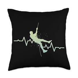 Rock Climbing Harness Freeclimbing Partner Mountains Bouldering Heartbeat Climbing Freeclimber Throw Pillow, 18x18, Multicolor