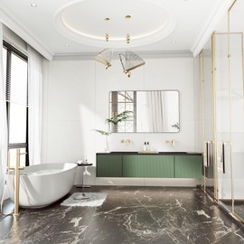 Black Bathroom Mirror 55X30 Inch Bathroom Vanity Mirror for Wall, Metal Frame Large Mirror, Tempered Glass, Modern Wall Mirror for Bathroom, Farmhouse, Horizontally or Vertically Hanging