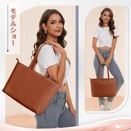 KALIDI Tote Bag, Shoulder Bag, Large Capacity, Women's, Men's, Large Size, Eco Leather, Synthetic Leather, Simple, Plain, A4, Horizontal Type, Unisex, Business, Interior Pockets, Zipper Included,