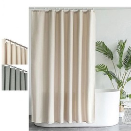 Fabric Linen Style Curtain Space Separation 180x200cm Shower Bathroom Waterproof Hotel Burr 180x200cm/deep gray