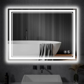 24“ x 36” LED Mirror for Bathroom Front and Backlit Anti-Fog Dimmable 3 Colors LED Bathroom Mirror with Lights Memory Function Smart Mirror Wall Mounted Horizontal/Vertical