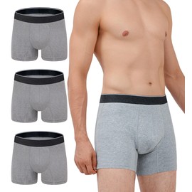 AIRCUTE Washable Absorbency Urinary Incontinence Underwear for Men, 6" Inseam Soft Boxer Briefs for Bladder Leaks, 3 Pack (Medium, Gray-Gray-Gray)