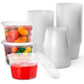 Epecnic Food Storage Containers, 16 oz BPA-Free PP Plastic Deli Containers with Lids, Leakproof, Freezer & Microwave Safe, Stackable for Meal Prep (48 Pack)​