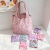 R44 Small Cute Character Figure Pattern Foldable Tote Shopper Bag with Portable Mini Pouch Size/White 20ea