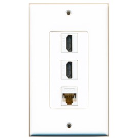 RiteAV 2 x HDMI and 1 x Cat6 Ethernet Port Wall Plate Oversized Jumbo MIDI White