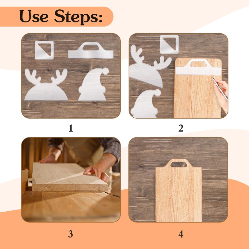4 Pcs Charcuterie Board Handle Template, Acrylic Router Templates for
