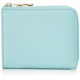 Mozu 16104 L-Shaped Zipper, Thin Mini Wallet, Unisex, Unisex, Bifold Bills, Lightweight, Compact, Cowhide Leather, Divider Pocket, Coin Purse, YKK Zipper, Made in Japan, Ice Blue, ice blue