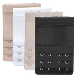 YARBAR Bra Extender 4 Hook 1/2 inch Women's Comfortable Stretchy Bra Extension Strap, 4 Pieces
