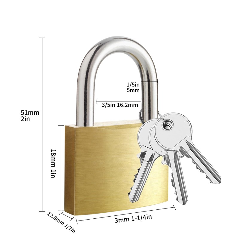 Cieex 8 Pieces Padlock Small Locks with Key 30mm Brass