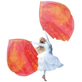 Baisdan 55" * 55" Worship Flags Fire Angel Wing, Praise & Worship Dance Flags For Prophetic Worship, Church Christian Dance (Flame Flags) Flexible Rods