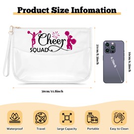 Gfhzdmf Appreciation Gift for Cheer Coach Teacher Clear Makeup Bag Cheer Gifts for Cheerleaders Cheer Mom Cheer Team Gift for Women Cosmetic Bag Thank You Birthday Present Zipper Toiletry Pouch