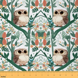 Feelyou - Tela de búho para niños y niñas, 2 yardas, estampado de animales 3D, impermeable, tela para exteriores, decoración de pájaros, tela para sillas, diseño de búhos de dibujos animados,
