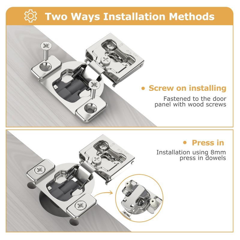 Furniware 50 Pieces 1/4" Small Overlay Concealed Face Frame Hinges,