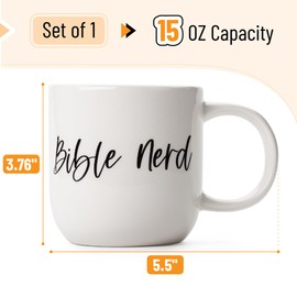 Mr. Pen- Christian Coffee Mugs for Women & Men, 15 oz, White with Bible Theme Design, Christian Mugs for Women, Coffee Cup Ceramic, Cute Tea Cups, Microwave Safe