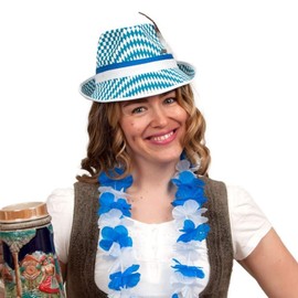 Essence of Europe Gifts Bavarian Blue & White Checkered Pattern Oktoberfest Fedora Party Costume Hat Size XL | OktoberfestHaus