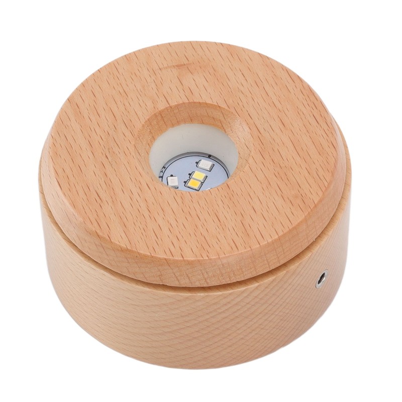 Wooden LED Display Base Rotatable Multi Mode Wood Light Display