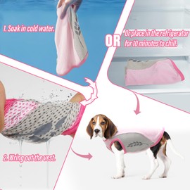 Viiotu Pack of Two Ice Silk Dog Shirts Breathable Summer Pet Cooling Clothing for Small Dog and cat Dog Cooling Vests (Pink, XXL)