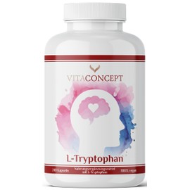 L-Tryptophan, High Dose with 500 mg per Capsule, 240 Vegan Capsules, Made from Vegetable Fermentation, Produced in Germany, No Unwanted Additives, Vitaconcept
