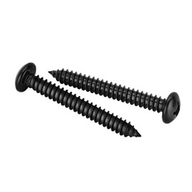 #10 x 2 Pan Head Self Tapping Screws Sheet Metal Wood Screws, Black Finish, Stainless Steel 304, 50 PCS