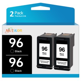 96 97 Ink Cartridge Black Remanufactured, Replacement for HPQ 96 Ink Cartridge for Photosmart 2605 2608 2710 6520 8150 DeskJet 6520 6540 5740 5940 OfficeJet 7210 7310 7408 7410 6200 Printers (2-Pack)