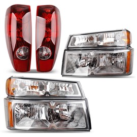 Misakomo Headlights Tail Lights Combo Compatible with 2004-2012 Chevy Colorado/GMC Canyon, 2006-2008 Isuzu I-Series - Headlamp Taillight Replace GM2502234, GM2503234 and GM2801164, GM2800164