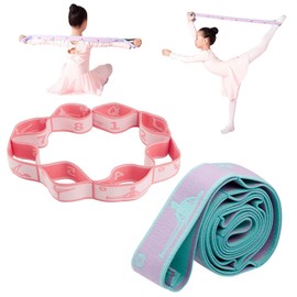 Stretch Straps with Loops for Exercise, 2 Pcs Yoga Stretch Straps for Kids, Elastic Stretching Bands Hamstring Stretcher Adjustable Leg Stretching Resistance Band for Dance, Gymnastics, Pilates