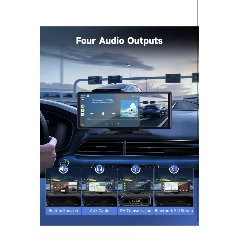 kuayvan Wireless Portable Carplay Screen for Car - 10.26Inch Carplay