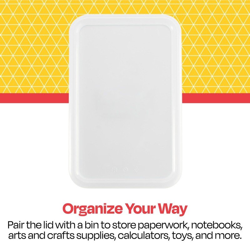 School Smart Sturdy Plastic Storage Tray Lid, Multifunctional Design for