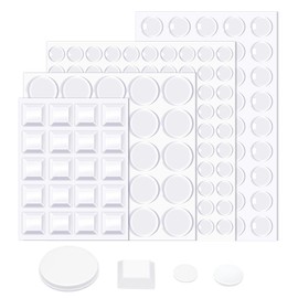 TIESOME 195 Pcs Clear Rubber Bumpers Self Adhesive, 4 Size Silicone Door Bumpers Clear Noise Dampening Bumper Pads Round Spherical Square Rubber Feet Pads for Furniture Surface Protection