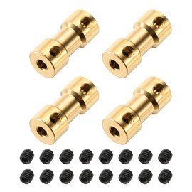 sourcing map 4Pcs 2.3mm to 3mm Brass Shaft Coupling Joint Connector with Screws Flexible Motor Shaft Coupler for RC Model Car Airplane Motor Wheels Tires Shaft