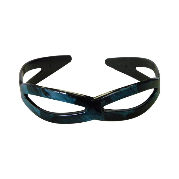 Blue 1 Inch Hard Headband Chain Design Plastic Hair Band with Teeth