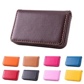 Waylipun Business Card Case, PU Leather Premium Business Card Holder with Magnetic Closure, for Gentle Storage of Your Card, Business Card Case for Men and Women, coffee, Elegant