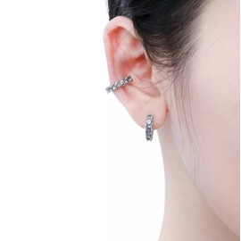 Unbranded A Pair Women Girl 925 Silver Plated Blue CZ Cuff Earrings 12mm/0.4" I78