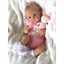 Angelbaby Reborn Realistic Baby Dolls Look Real 18 inch Lifelike Newborn Baby Girl Silicone Doll with Blonde Hair Bebe Reborn for Girls