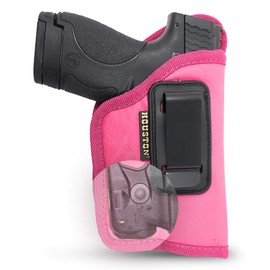 Houston Gun Holsters Pink ECO Leather Concealment Holster Inside The Waist with Metal Clip FITS Most MIDSIZES & Compact  9 mm .40 Cal .45 Caliber with Small Laser (Right) (CHPK-57GL)