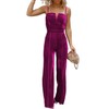 BLENCOT Sleeveless Velvet Jumpsuits For Women V Neck Spaghetti Straps
