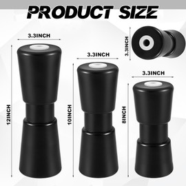 Frienda 2 Pack 10" Heavy Duty Boat Trailer Roller Robust Rubber Bow Roller Boat Trailer Bow Stop Boat Trailer Accessories Replacement Boat Trailer Parts Black Rubber Shaft Keel(10 Inch)