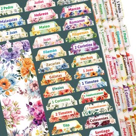 Ceiba Tree 100Pcs Spanish Bible Tabs Floral Design Laminated New and Old Testament Index Tabs for Chapters Journaling Accessories Pestañas Separadores de la Biblia en español Women Men Study Supplies