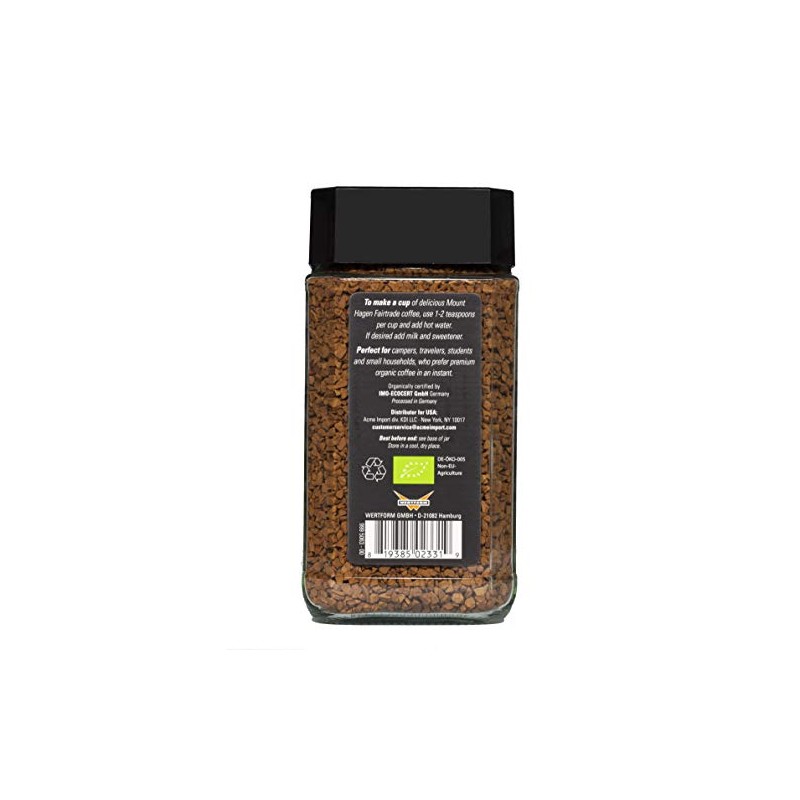 Mount Hagen 3.53oz Organic Freeze Dried Instant Coffee | Eco-friendly,